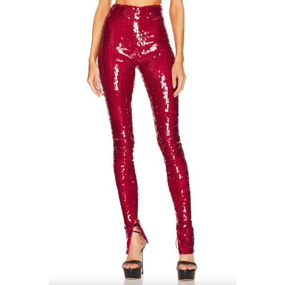 LaQuan Smith Stretch Sequin Legging With Ankle Zip Up